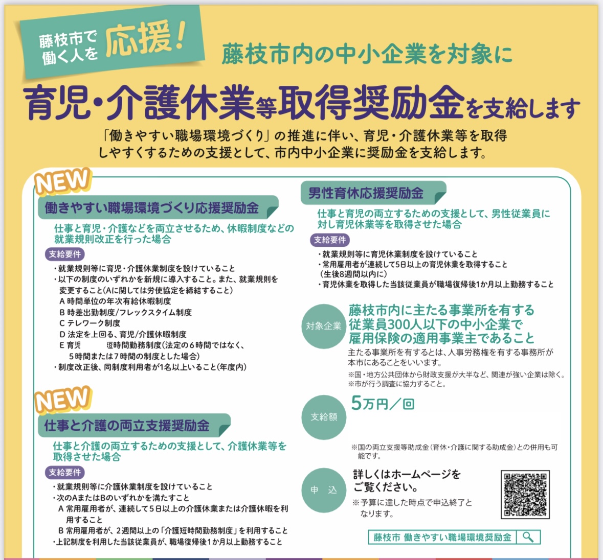 介護・育児休業等取得奨励金チラシ