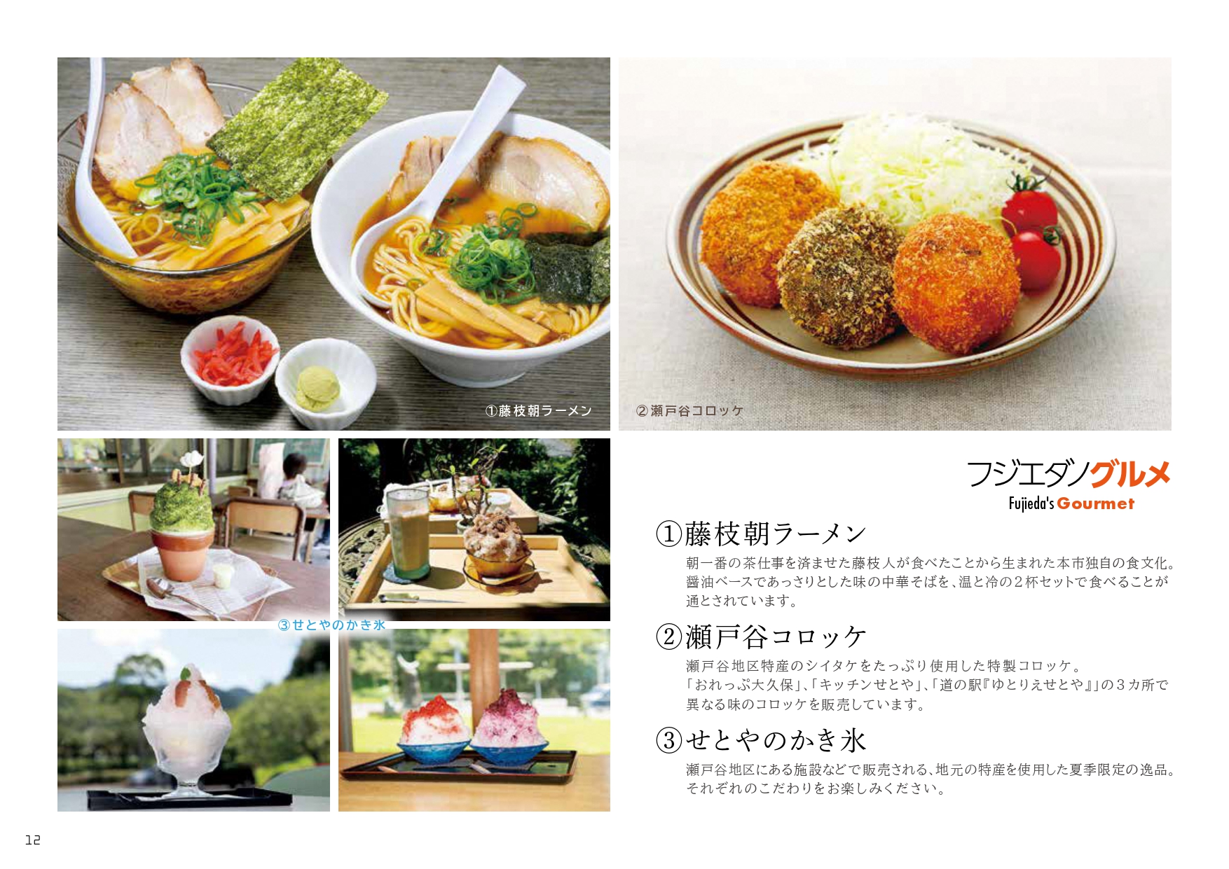 フジエダノグルメ（藤枝朝ラーメン、瀬戸谷コロッケ、せとやのかき氷